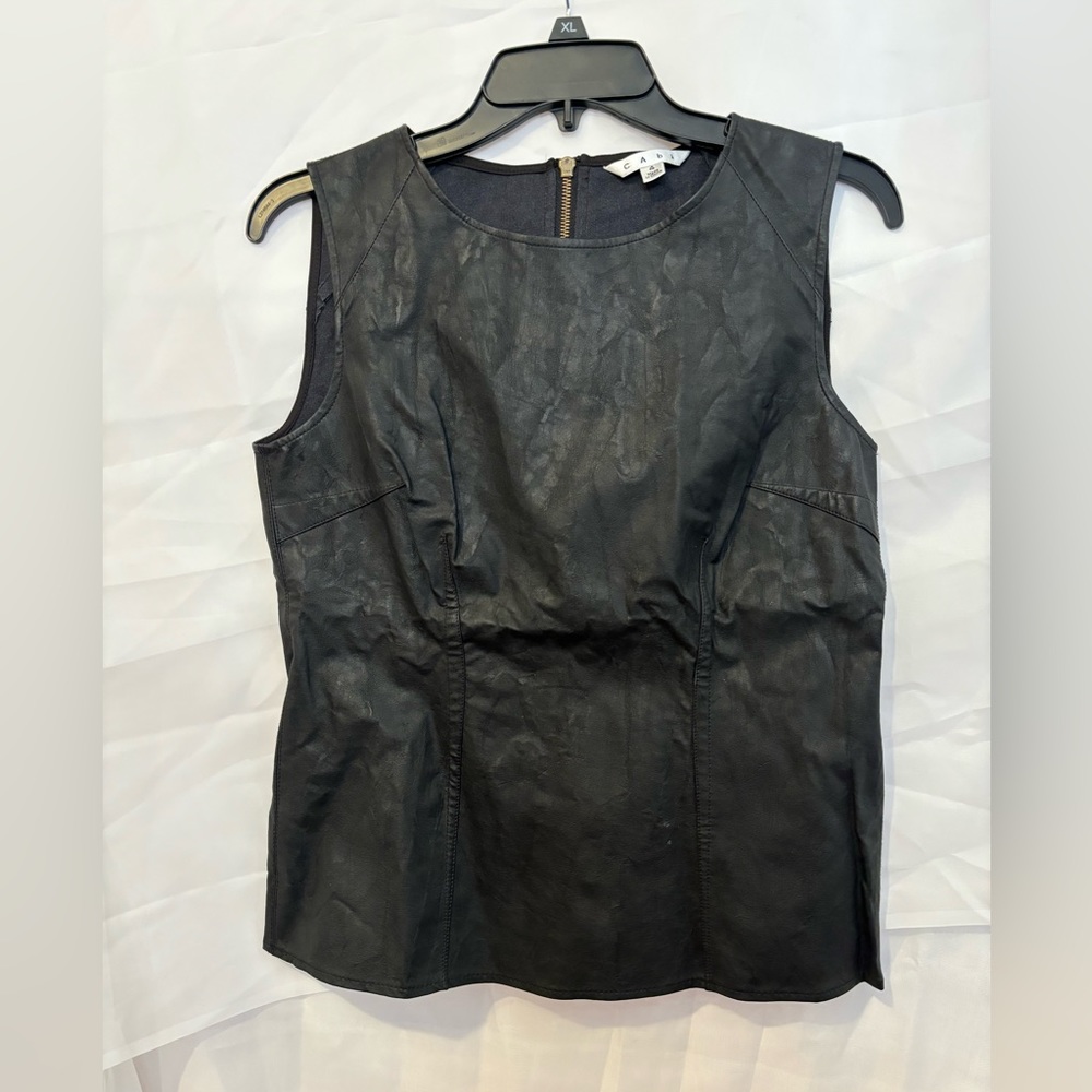 CAbi 506 Fleather Shell Sleeveless Tank Top‎ Black Women's Size 4